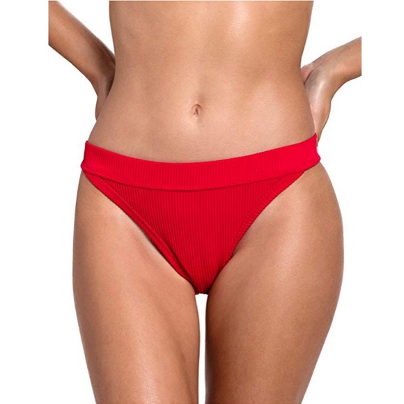 Luxe Ribbed Bikini Set - Red (6 sizes) - Picture 4 of 8